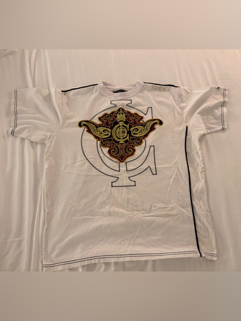 COOGI White Short-Sleeve Tee with Gold & Black Crest